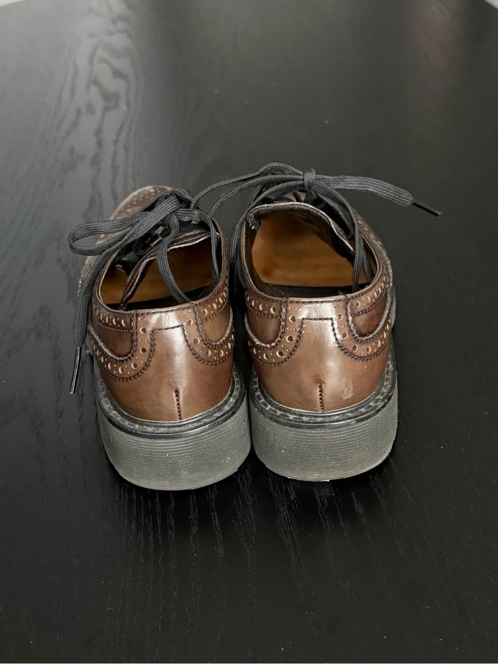 Prada Sport Brown Leather Brogue-Derby Shoes